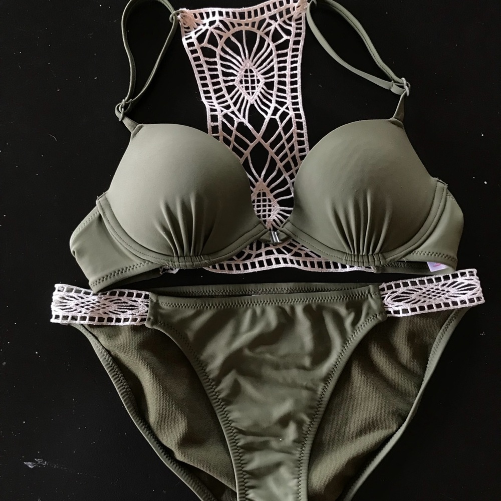 Olive green two-piece bikini